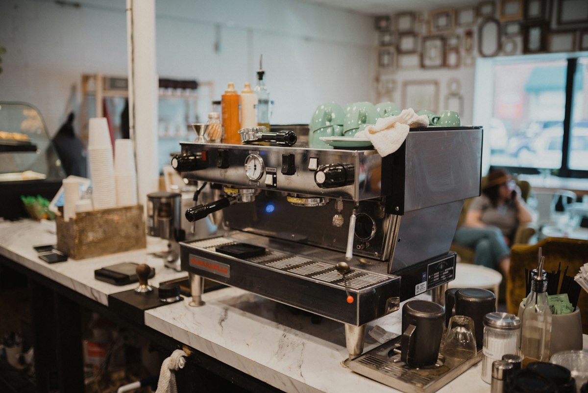 Espresso machine at work